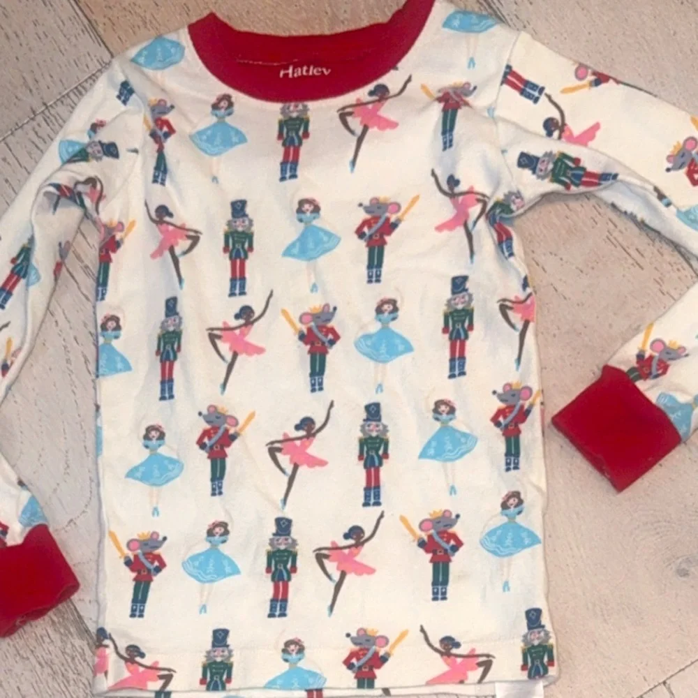 Hatley Christmas Pajamas (5) 2 pc set top & bottom nutcracker ballerina red pink - Picture 3 of 5
